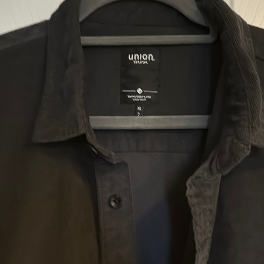 UNION brand Black Lightweight Shirt Jacket with Textured Fabric
